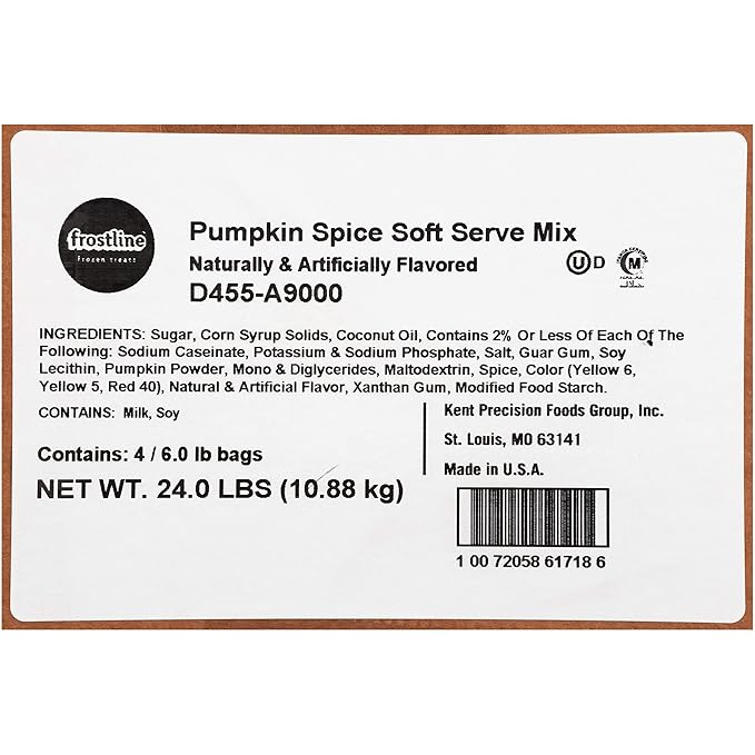 Frostline Pumpkin Spice Soft Serve Ice Cream Mix | Lactose & Gluten Free Mix | Use Blender