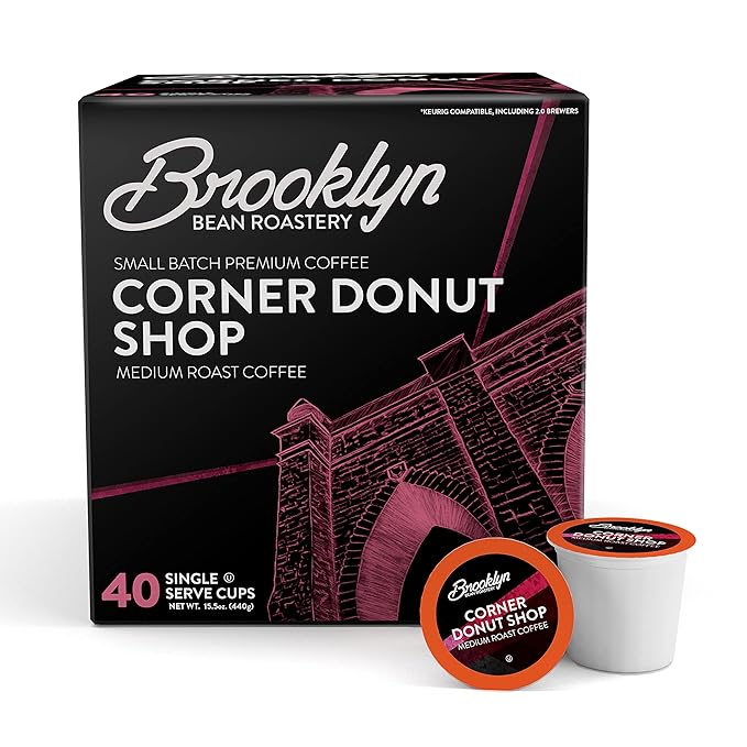 Brooklyn Beans Corner Donut Shop Gourmet Coffee Pods - Compatible with Keurig K Cup Brewers
