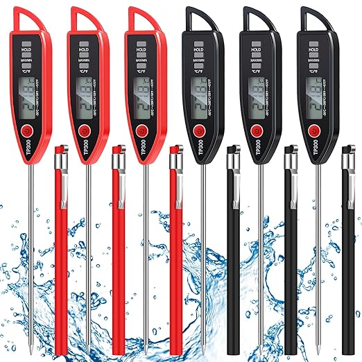 6 Set Waterproof Food Thermometer for Water, Liquid, Candle and Cooking Digital Meat Thermometer