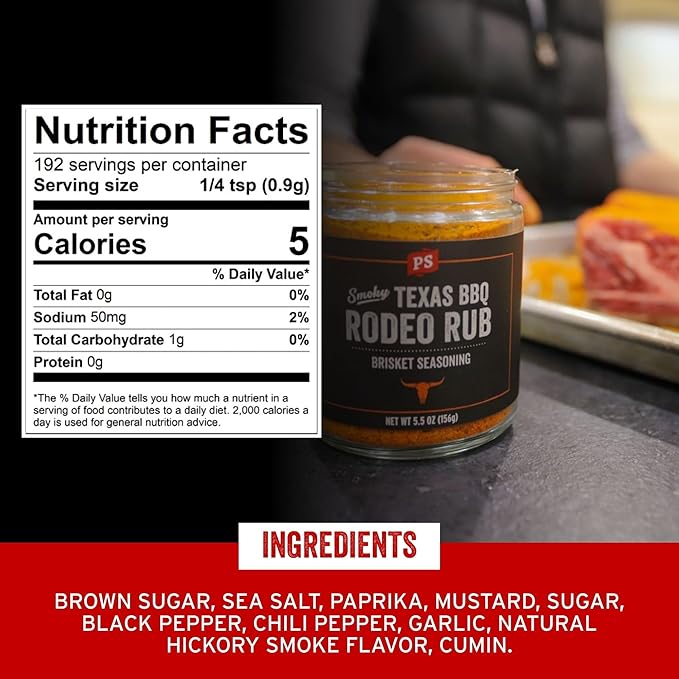 PS Seasoning Texas-Style Brisket Rodeo Rub - Dry BBQ Rubs and Spices for Grilling, Smoking