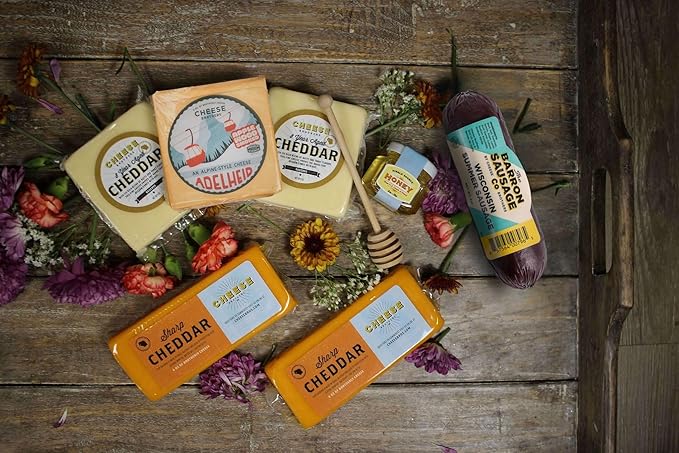 Cheese Bros "Hope You're Feeling Cheddar Soon" Gift Basket | Fresh from Wisconsin | Includes