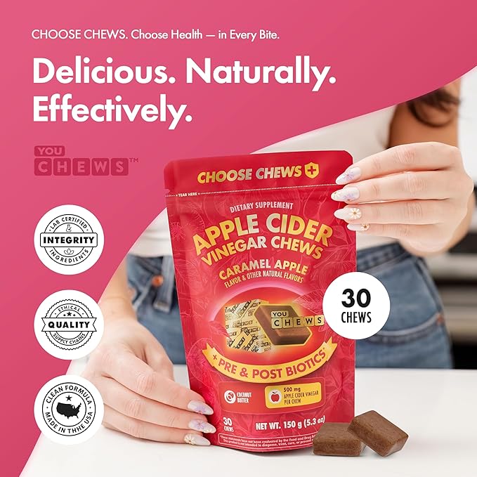 Apple Cider Vinegar Chews Better Than Apple Cider Gummies - Bloating Relief for Women and Men