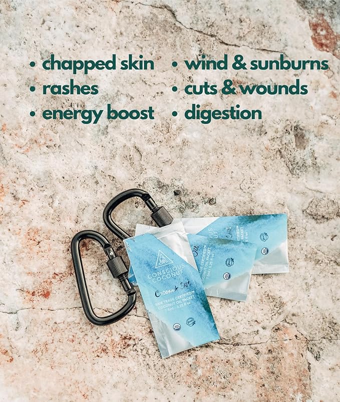 Conscious Coconut Individual Coconut Oil Packets, Certified Organic, Fair Trade Travel Coconut Oil