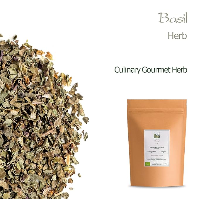 Basil Leaves Organic Culinary Herb - Perfect For Pesto - Sweet Basel - Dry Ocimum Basilicum - Basil