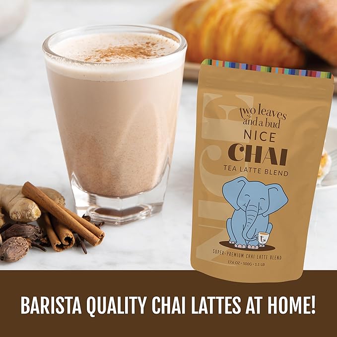 Two Leaves and a Bud Chai Tea Latte Mix, Chai Powdered Tea Mix, Serve Hot or Cold | 1 Resealable