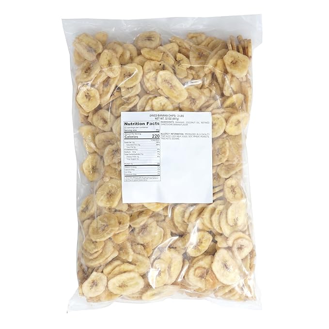 Dried Banana Chips, 4 Pound Bag Banana Chips, Dried Fruit, Dehydrated Bananas, The Hampton Popcorn