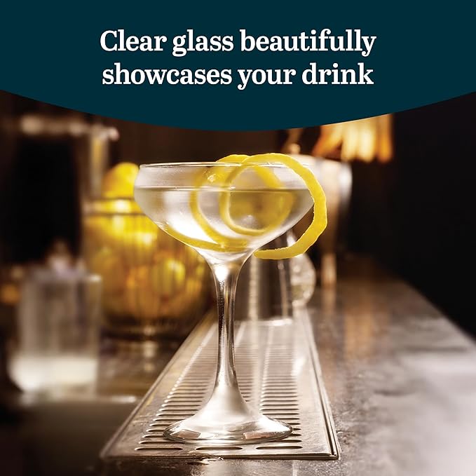 Libbey 3055 Perception Cocktail Coupe Glasses Set of 12, Elegant, Curvaceous Coupe Martini Glasses
