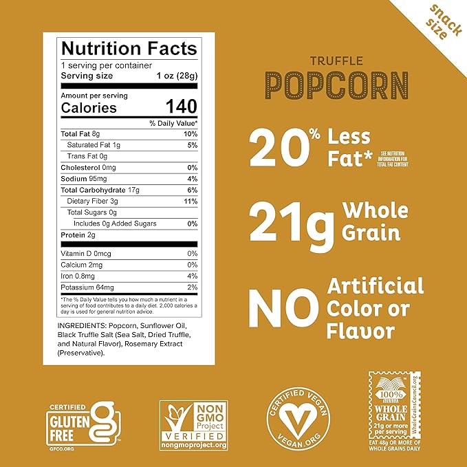 Heirloom Truffle Mini Popcorn by Pipcorn - 1oz 24pk - Healthy Snacks, Gluten Free Snacks, Snack
