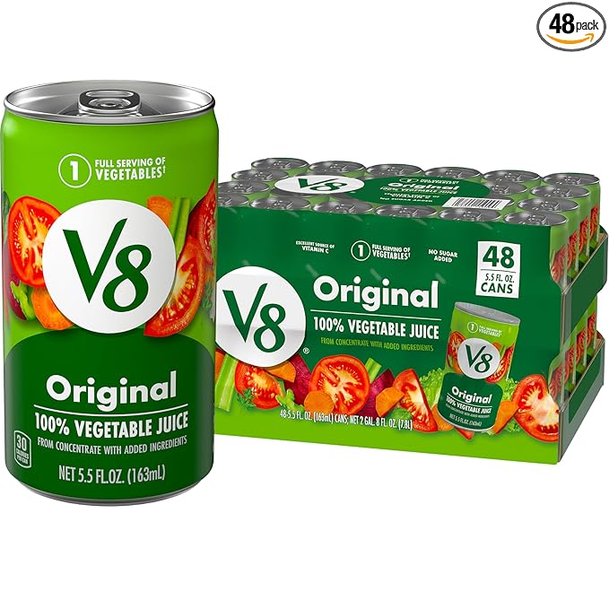 V8 Original 100% Vegetable Juice, 5.5 fl oz Can (48 Pack)