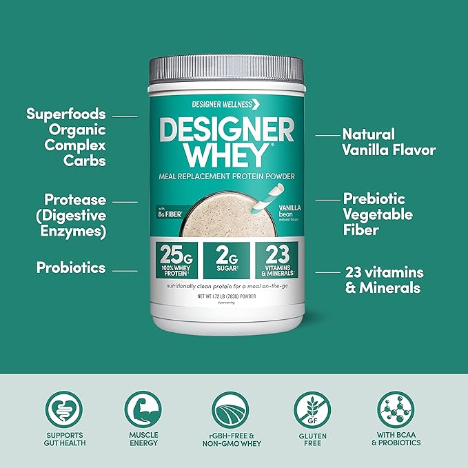 Designer Wellness, Designer Whey Protein Meal Replacement Powder, Organic Superfood Complex Carbs