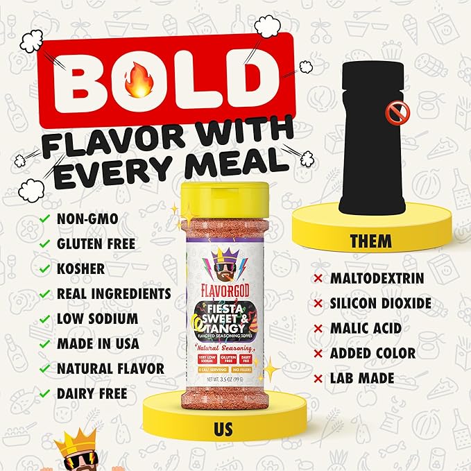 Fiesta Sweet & Tangy Seasoning Mix by Flavor God - Premium All Natural & Healthy Spice Blend for