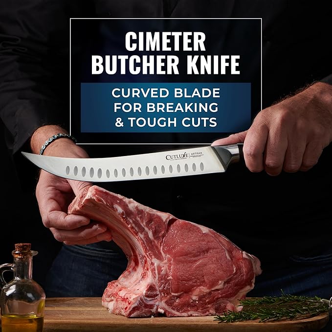 Cutluxe Butcher Knife Set – BBQ Brisket, Breaking & Boning Knife – Slicing Carving Knife Set for