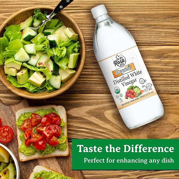 De La Rosa Organic Distilled White Vinegar, White Vinegar Raw & Unfiltered, Kosher for Passover