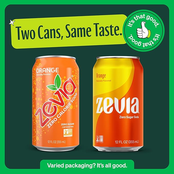 Zevia Zero Sugar Soda, Rainbow Variety Pack, 12 oz Cans (24-Pack) ??Naturally Sweetened, Non-GMO