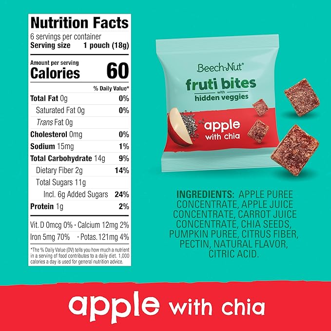 Beech-Nut Toddler Snacks Fruti Bites with Hidden Veggies Quinoa & Chia, Fruit Snack Variety Pack