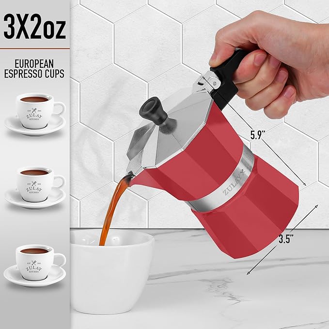 Zulay Moka Pot Espresso Stovetop Coffee Maker - Leak-Proof, Stainless Steel, Easy to Clean, Heat