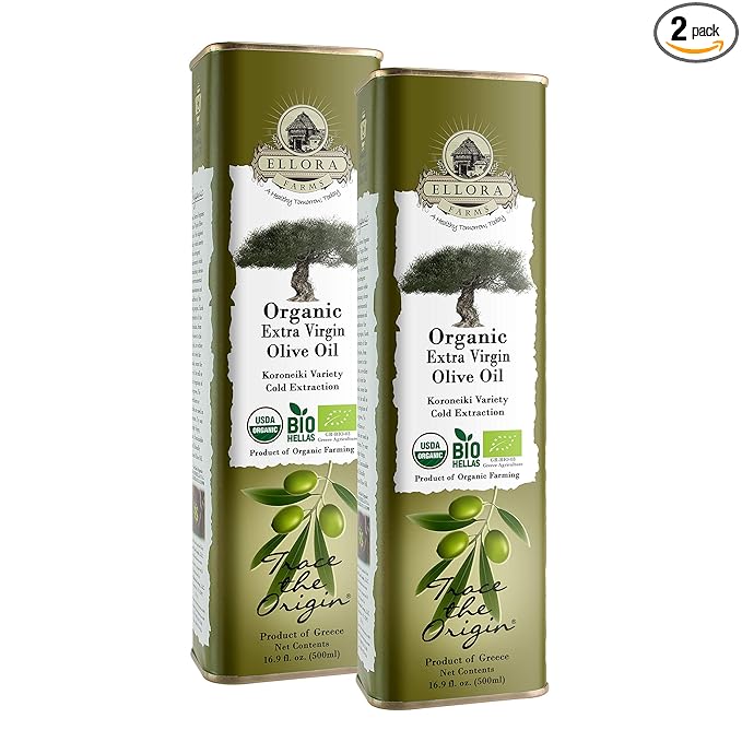 Ellora Farms, Organic Extra Virgin Olive Oil, Cold Press, Traceable Single Origin, Kosher, High