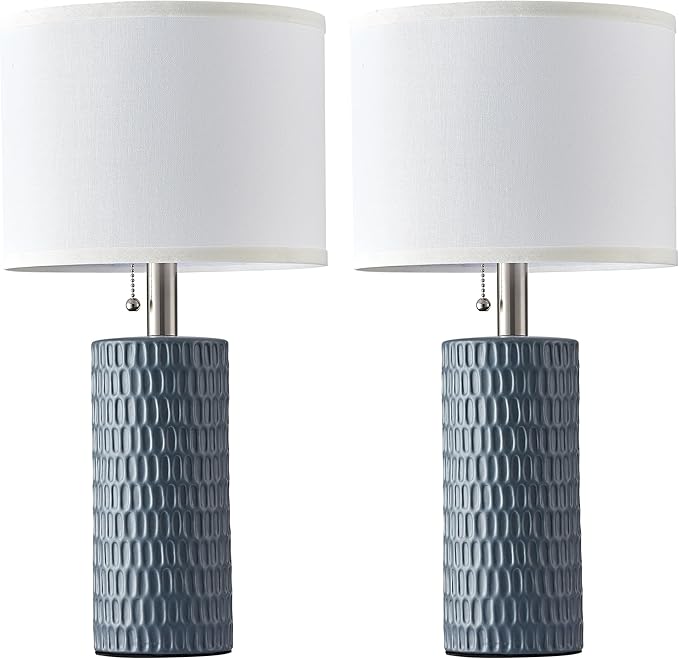 Table Lamps for Living Room Set of 2, Ceramic Table Lamps for Bedroom, 20" Modern Lamps for Night