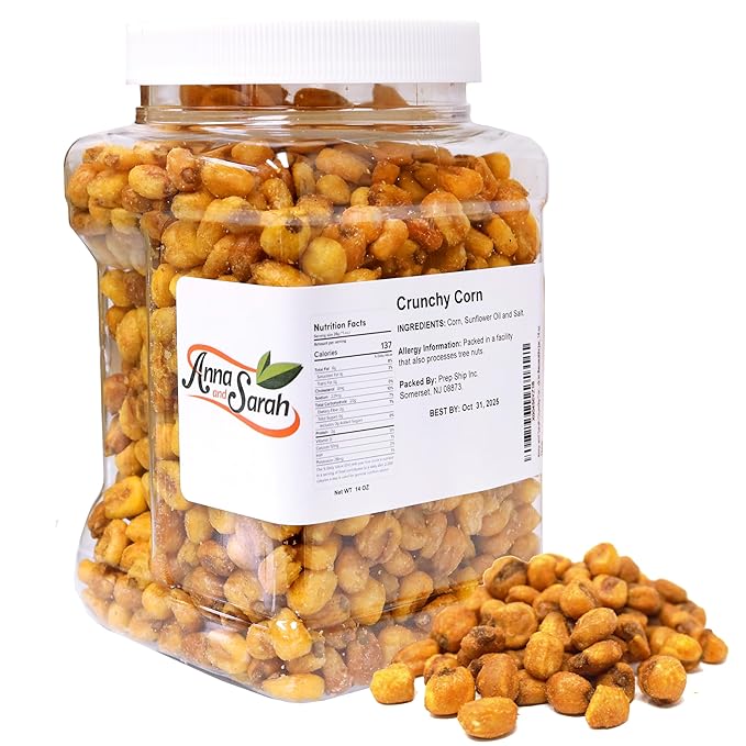Anna and Sarah Crunchy Corn- Roasted and Salted Corn Nuts-Natural Cravings - Original Toasted Corn