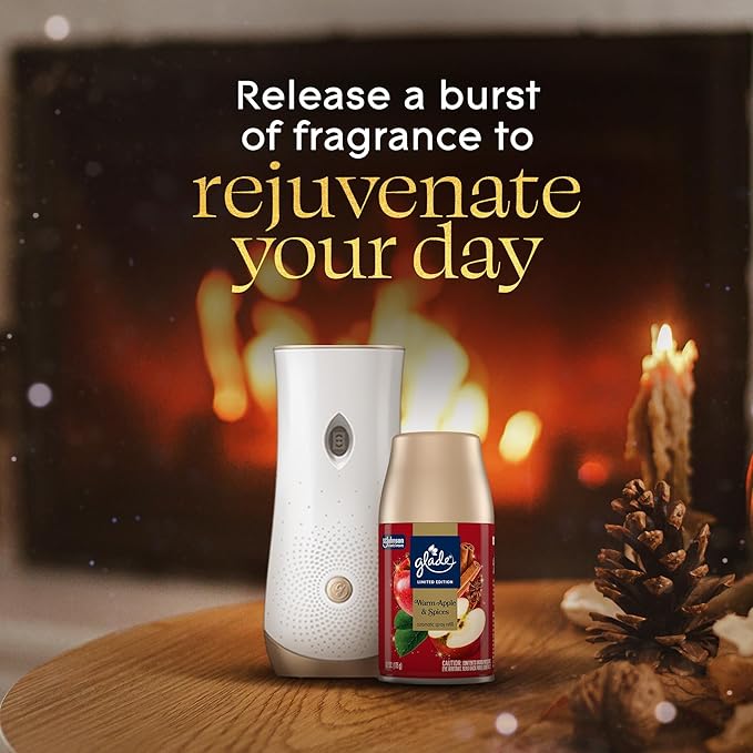 Glade Automatic Spray Refill, Warm Apple & Spices, Scented Air Freshener for Home and Bathroom, 6.2