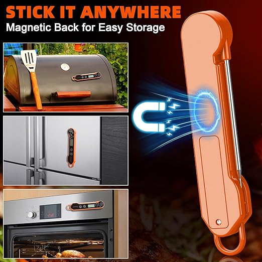 Digital Meat Thermometer Instant Read - Ultra Fast 1s Reading, Waterproof with Backlight & Motion