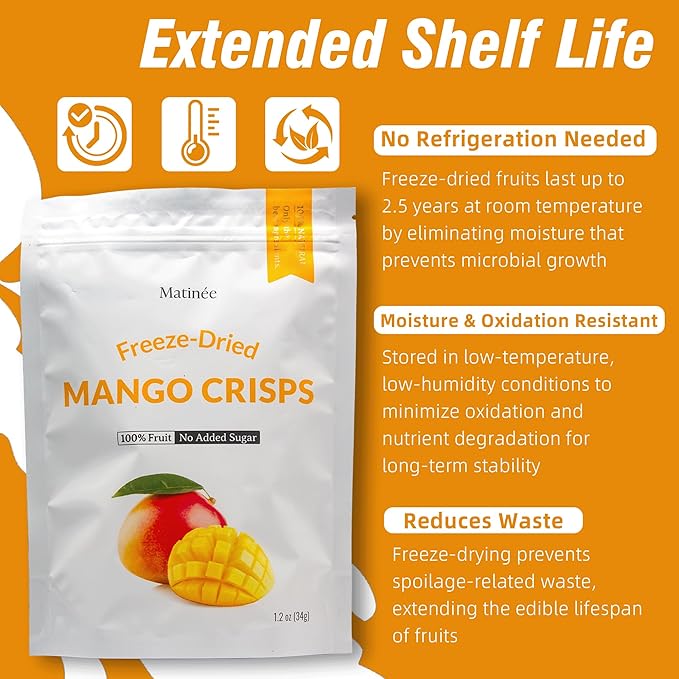 MATINÉE Freeze Dried Mangoes, Dehydrated Fruit, Dried Fruit Snack for Baking, Yogurt & Kids
