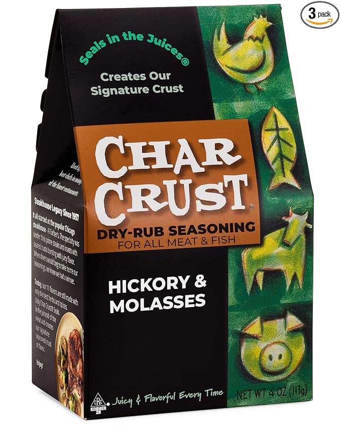 Char Crust Dry-Rub Seasonings Hickory & Molasses | All-in-one seasonings | Perfect for Burgers