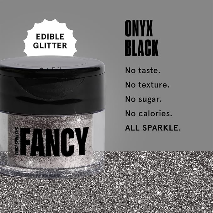 Fancy Sprinkles Halloween Onyx Black Premium Edible Glitter, 100% Edible Glitter for Sparkling Food