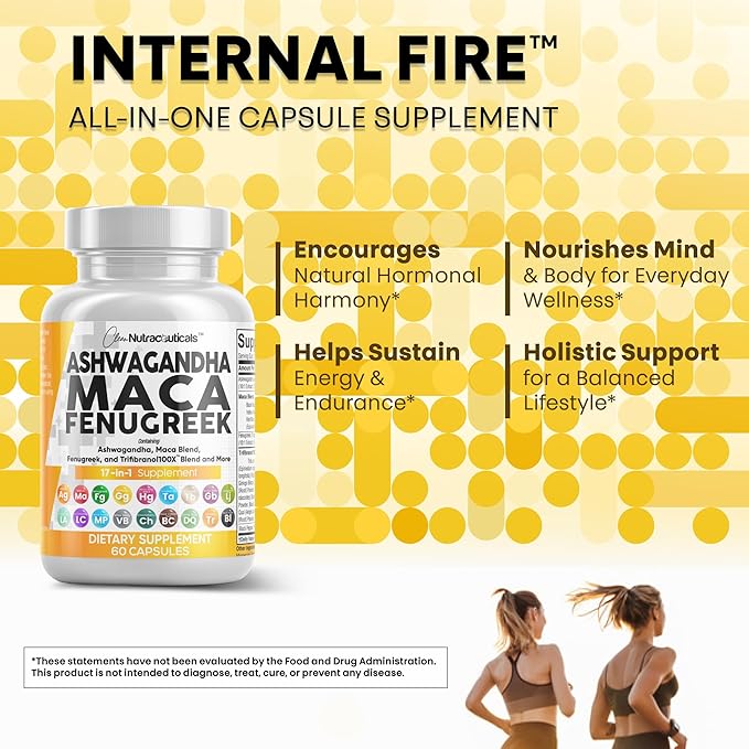 Clean Nutraceuticals Ashwagandha Maca Root Fenugreek Supplement with Tongkat Ali Ginseng - Assists