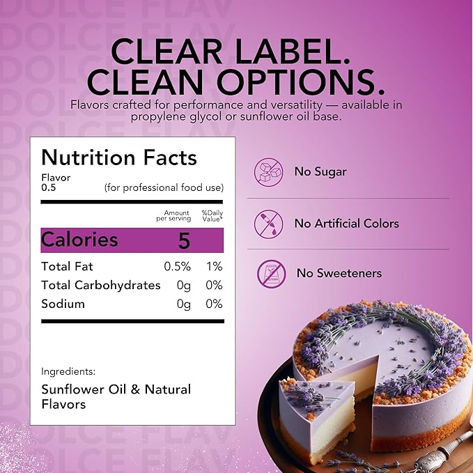Dolce Flav Natural Lavender Extract ??2 Ounce Oil-Soluble Kosher, Sugar-Free, Concentrated Floral