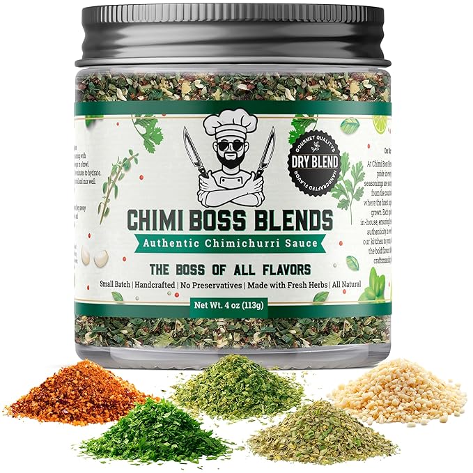 Chimi Boss Blends Chimichurri Original Dry Seasoning, 4 oz – Argentinian Herb & Garlic Rub with