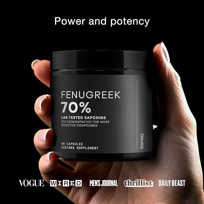 Fenugreek Capsules - Ultra High Potency 20:1 Extract with 70% Saponins - Highly Concentrated