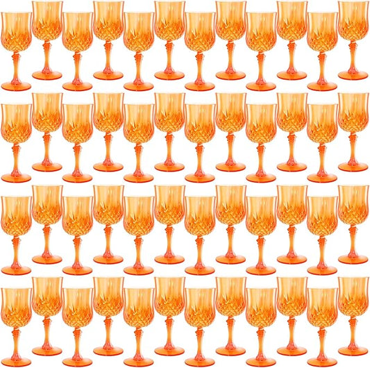 Plastic Wine Glasses，Plastic Goblets Vintage Style Cordial Drinking Glasses for Wedding Reception