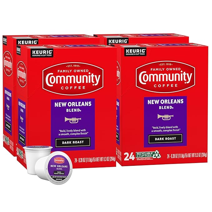 Community Coffee New Orleans Blend 96 Count Coffee Pods, Special Dark Roast, Compatible with Keurig