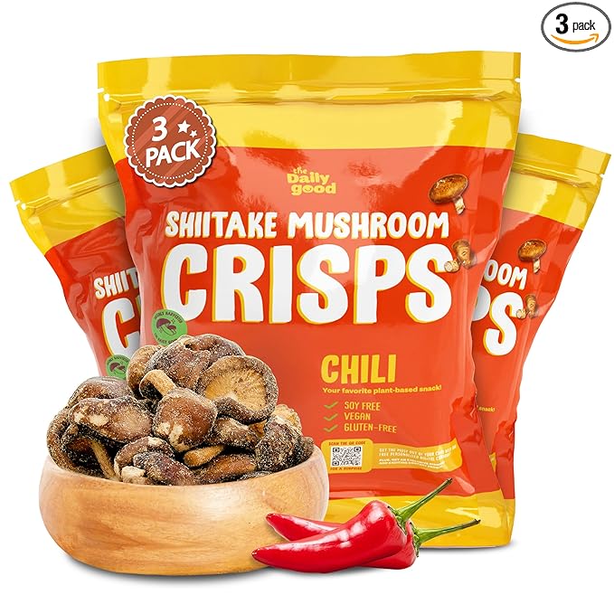 The Daily Good Shiitake Mushroom Crisps -3-Pack Mushroom Chips, Gluten-Free Mushroom Snack