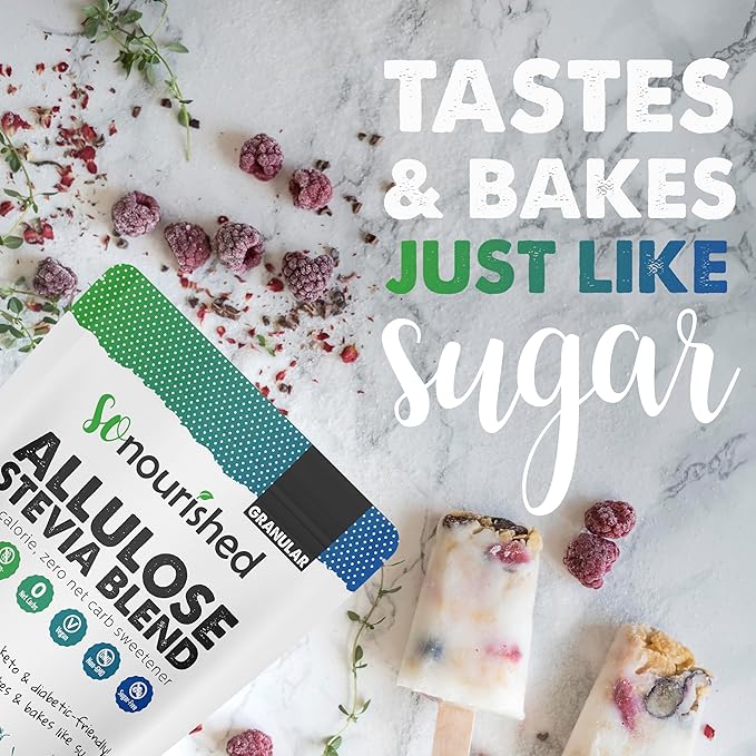 So Nourished Stevia with Allulose Sweetener Granular - 1:1 Sugar Substitute, Keto - 0 Calorie, 0