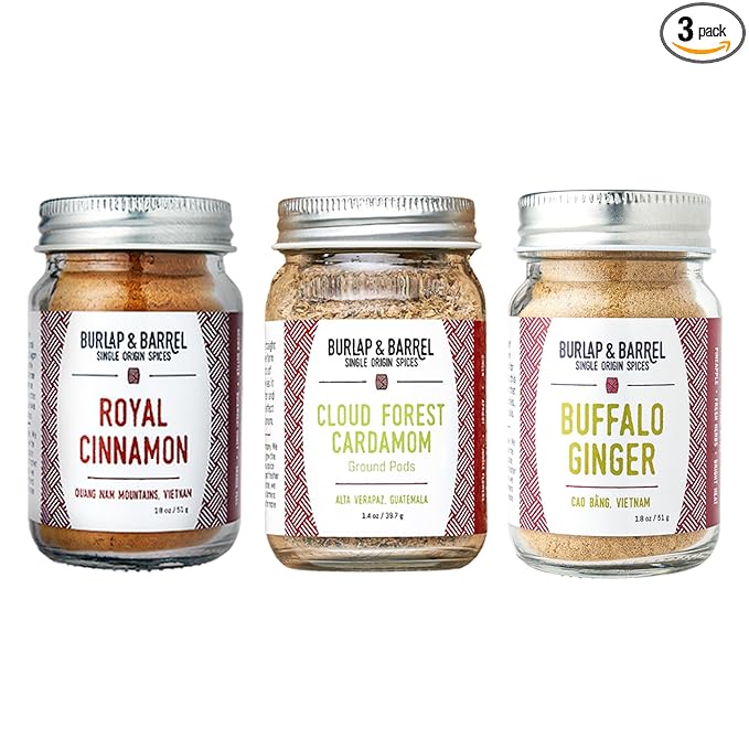 Burlap & Barrel 3pk Sweet Spice Set - 3 Full Size Jars including Royal Cinnamon, Cloud Forest