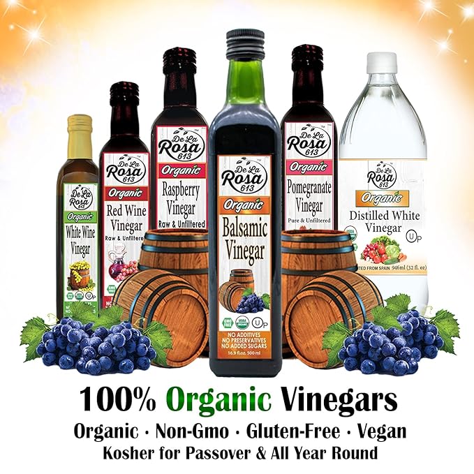 De La Rosa Organic Balsamic Vinegar, Kosher for Passover, Vegan & Gluten Free, Balsamic Vinegar