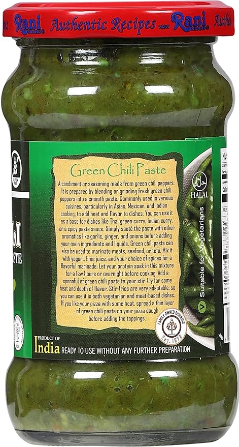 Asian Kitchen Green Chilli Cooking Paste 10.58oz (300g) Glass Jar ~ Vegan | Gluten Free | NON-GMO |