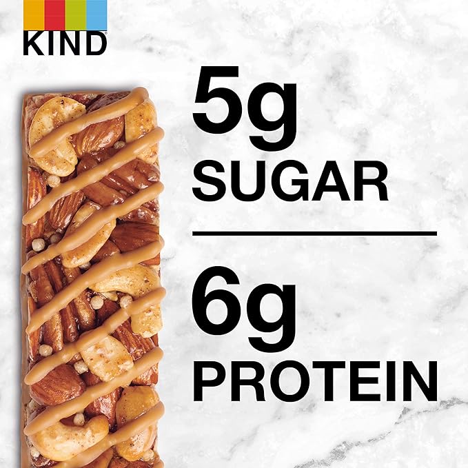 KIND Nut Bars, Caramel Almond & Sea Salt, Healthy Snacks, Gluten Free, Low Sugar, 6g Protein, 24