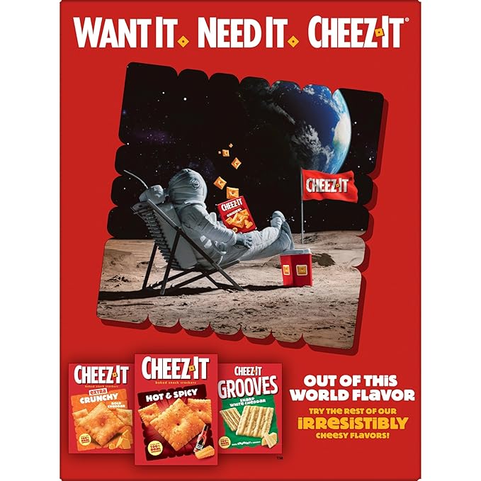 Cheez-It Cheese Crackers, Baked Snack Crackers, Lunch Snacks, Family Size, Extra Toasty, 21oz Box