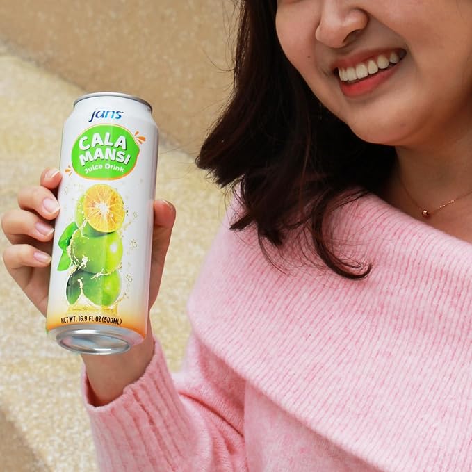 Jans Golden Lime Juice Calamansi Drink (16.9 oz Cans, 12-Pack) ??Philippine Kalamansi Citrus