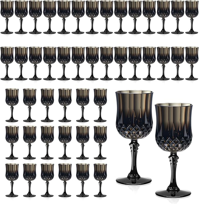 XUWAIDSGN 7oz Plastic Vintage Wine Glasses Drinking Glasses Unbreakable Wedding Glassware Crystal