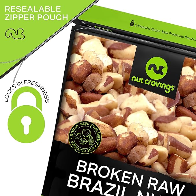 NUT CRAVINGS - Raw Broken Brazil Nuts, Unsalted, No Shell, (16oz - 1 LB) Bulk Nuts Packed Fresh in
