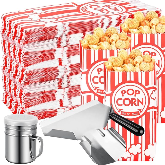 202 Pcs Popcorn Bags with Popcorn Scoop and Salt Shaker,1 oz Small Pop Corn Bags Popcorn Bags