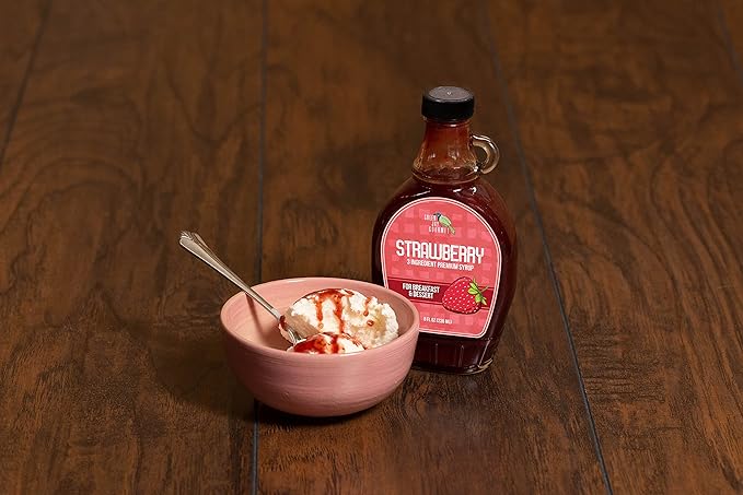 Green Jay Gourmet Strawberry Syrup - 3 Ingredient Premium Breakfast Syrup w/Fresh Strawberries