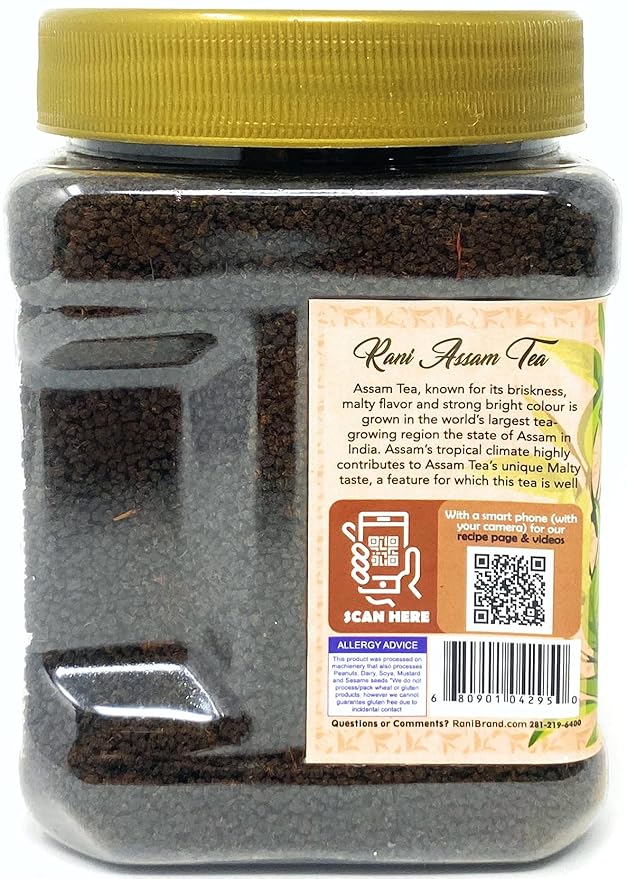 Rani Assam Tea (Indian Loose Leaf Bold Black Tea) 12oz (340g) PET Jar ~ All Natural | Vegan |