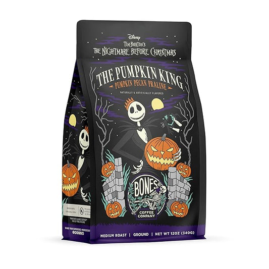 Bones Coffee Company The Nightmare Before Christmas Pumpkin King Flavored Coffee Beans, Medium