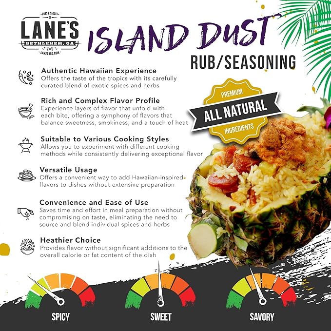 Lane's Island Dust Rub Alaea Hawaiian Sea Salt Seasoning Salt, All-Natural Hawaiian Alea Red Sea