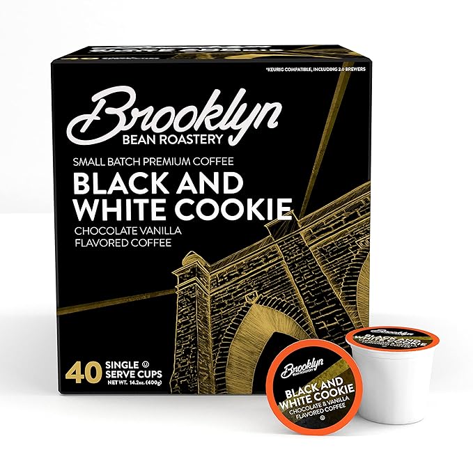 Brooklyn Beans Black and White Cookie Coffee Pods - Compatible with Keurig K Cup Brewers Including